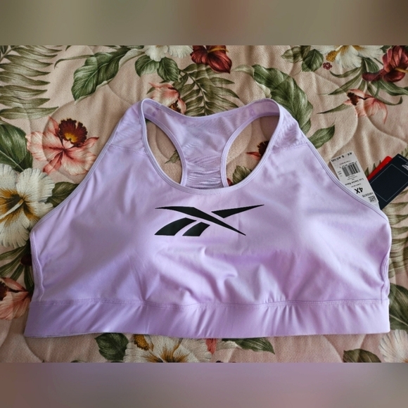 #228 REEBOK LUX RACER SPORTS BRA W/LOGO ON FRONT/LILIAC COLOR/SZ. 4X - Picture 1 of 10